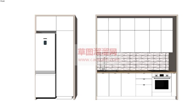 厨房橱柜冰箱SU模型