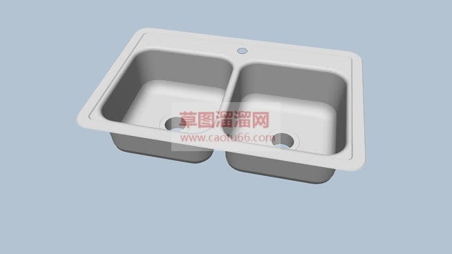 不锈钢双洗手SU模型