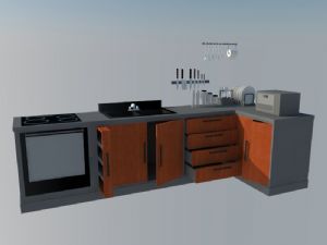 厨房橱柜厨具SU模型