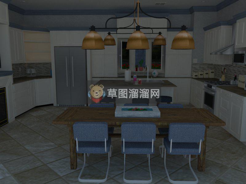 欧式厨房室内SU模型