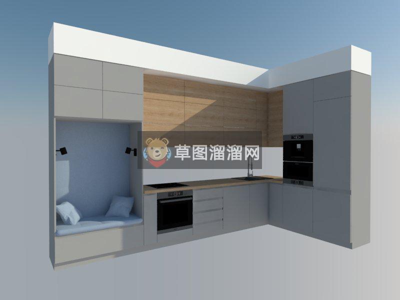 现代厨房橱柜SU模型