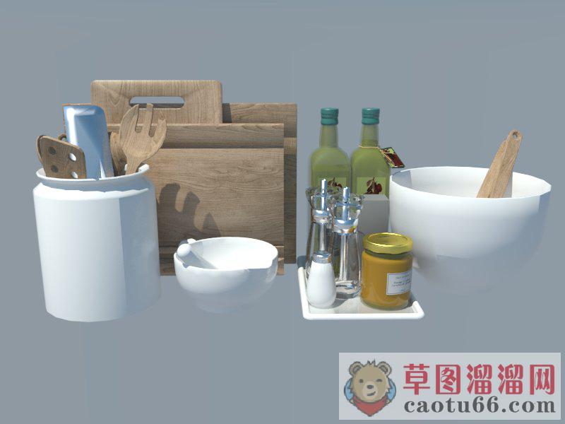 厨房调料瓶切菜板SU模型