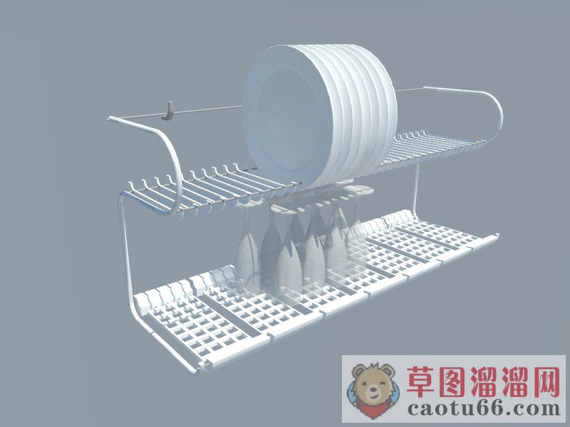 厨房道具晾碗架SU模型