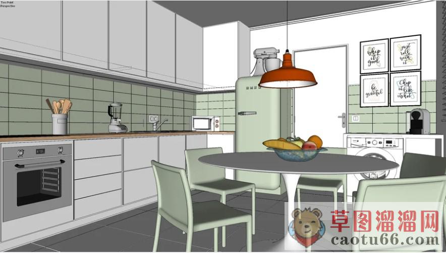 厨房餐桌椅家具SU模型