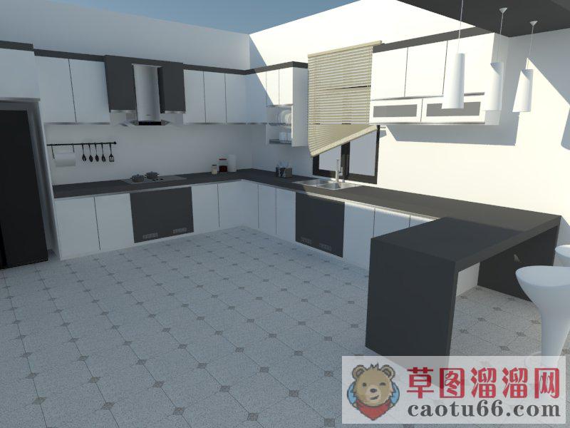 北欧厨房橱柜SU模型