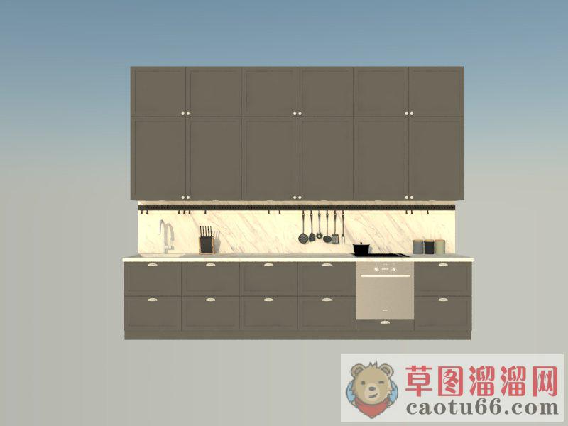 北欧灰色厨房SU模型