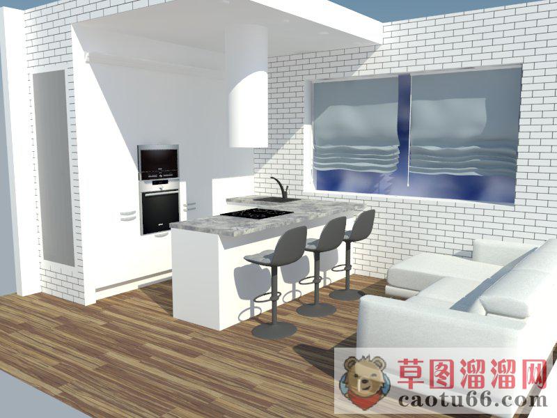 北欧吧台橱柜SU模型