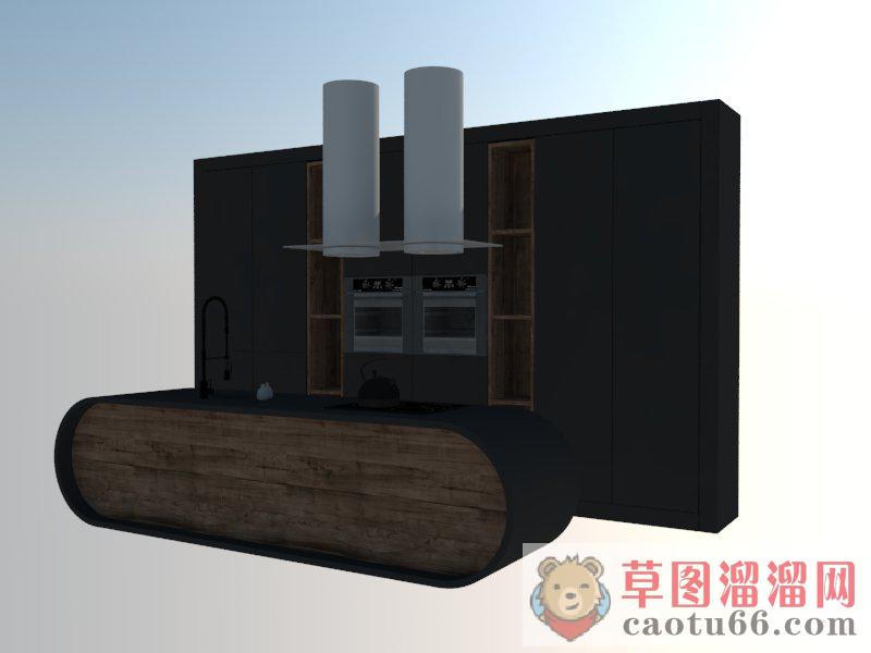 现代厨房橱柜SU模型