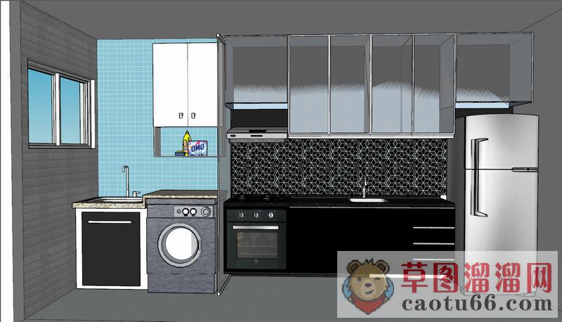 现代厨房SU模型