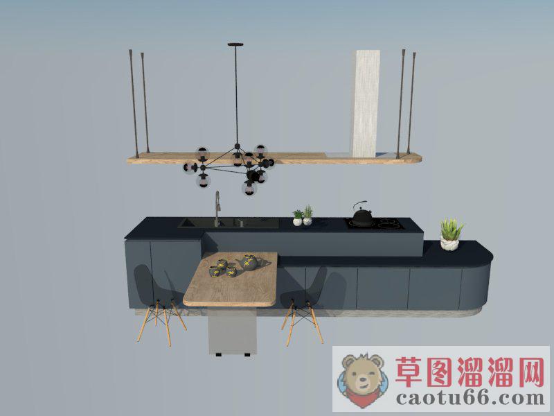 厨房橱柜吧台SU模型