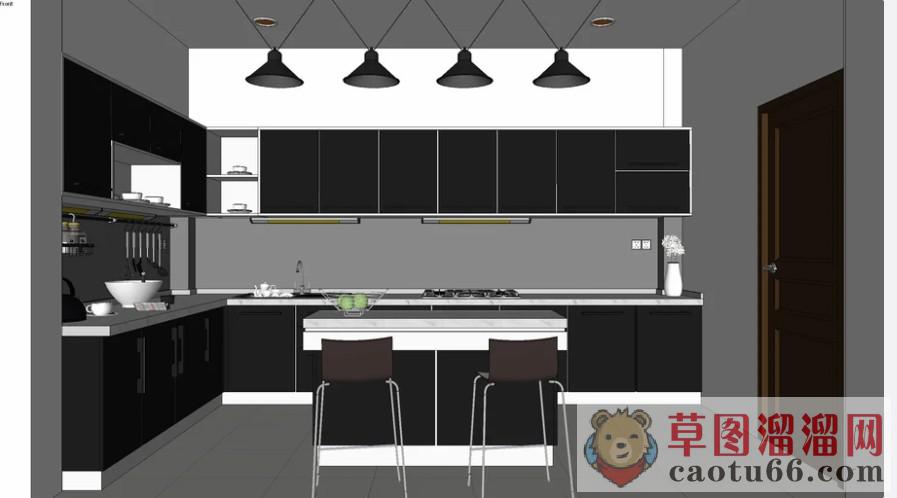 厨房吧台SU模型