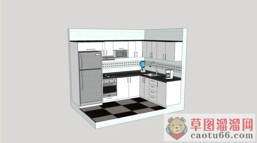 厨房橱柜冰箱SU模型
