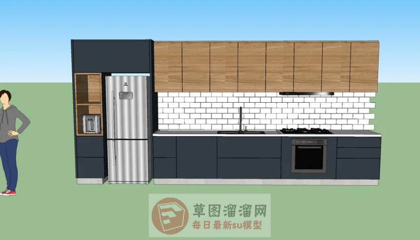 厨房橱柜冰箱SU模型
