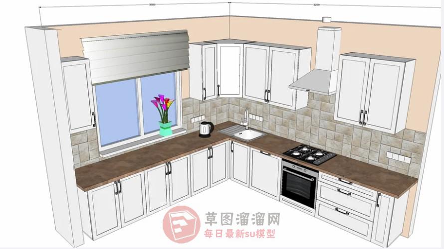 L型厨房橱柜SU模型
