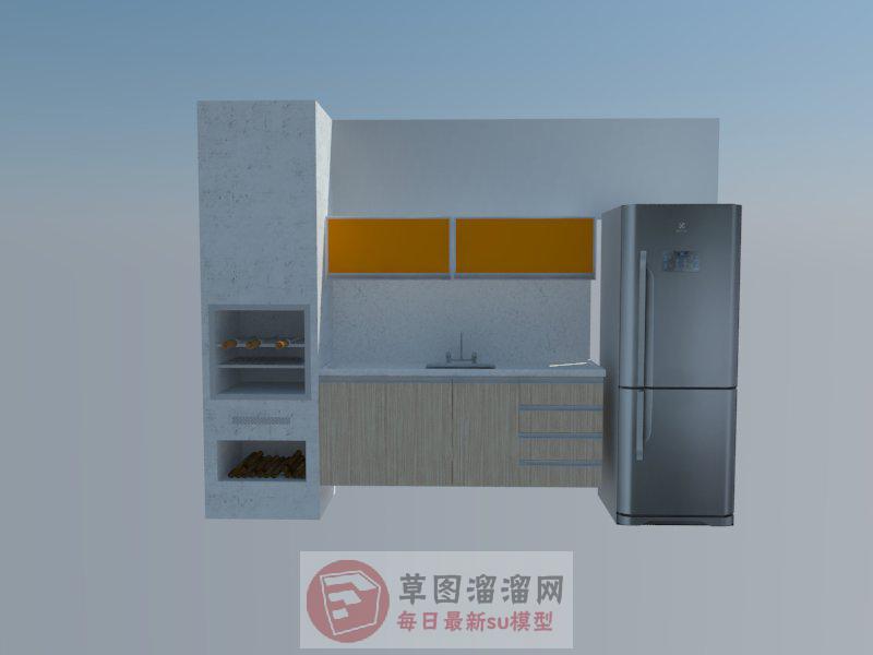 厨房冰箱橱柜SU模型