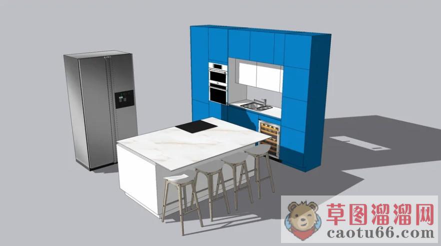 厨房厨房岛台吧台椅SU模型