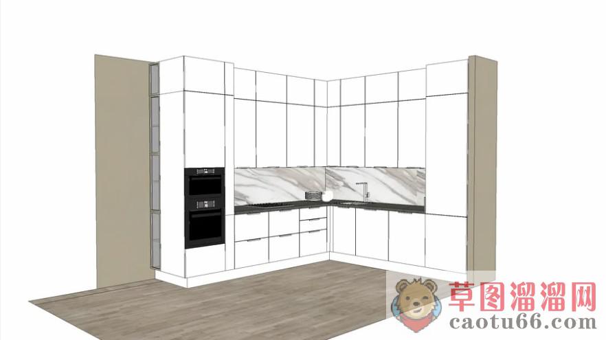 L型厨房橱柜SU模型