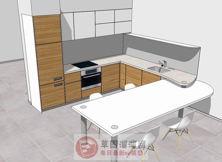 厨房橱柜吧台SU模型