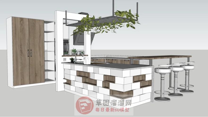 现代开放式厨房SU模型