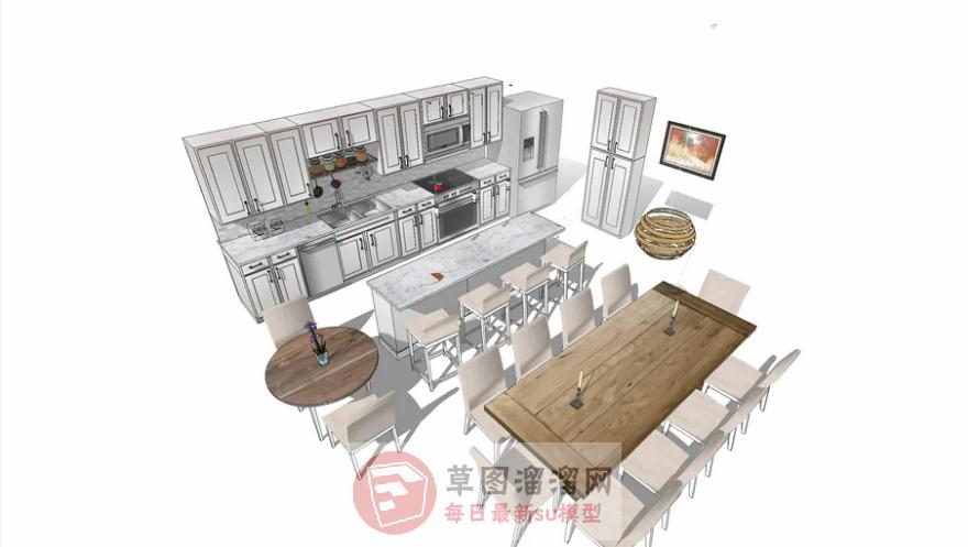 欧式厨房橱柜SU模型