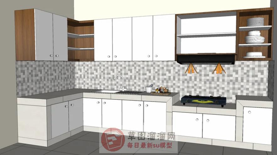 厨房橱柜简约风格SU模型