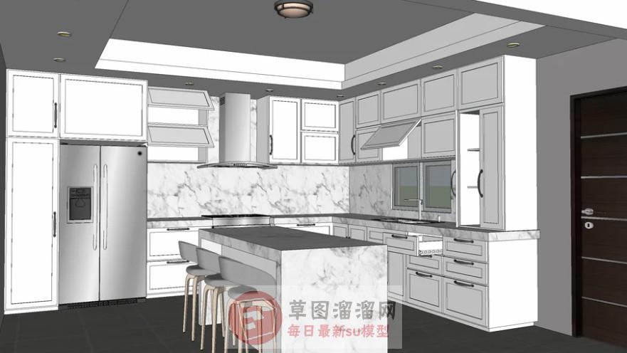 厨房橱柜岛台SU模型