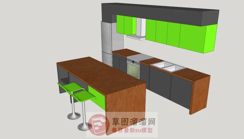 厨房吧台SU模型
