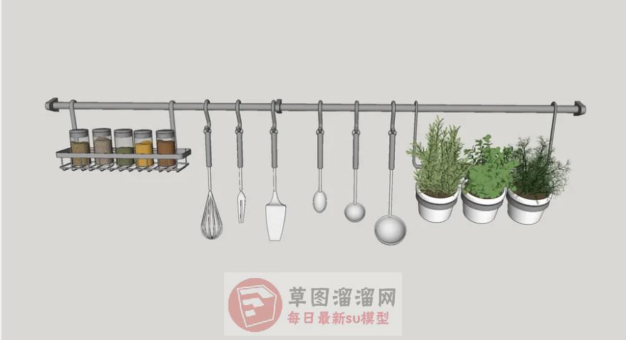 厨房道具调料瓶锅铲SU模型