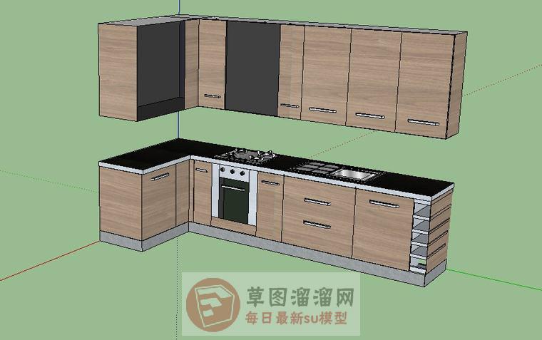 L型厨房橱柜SU模型