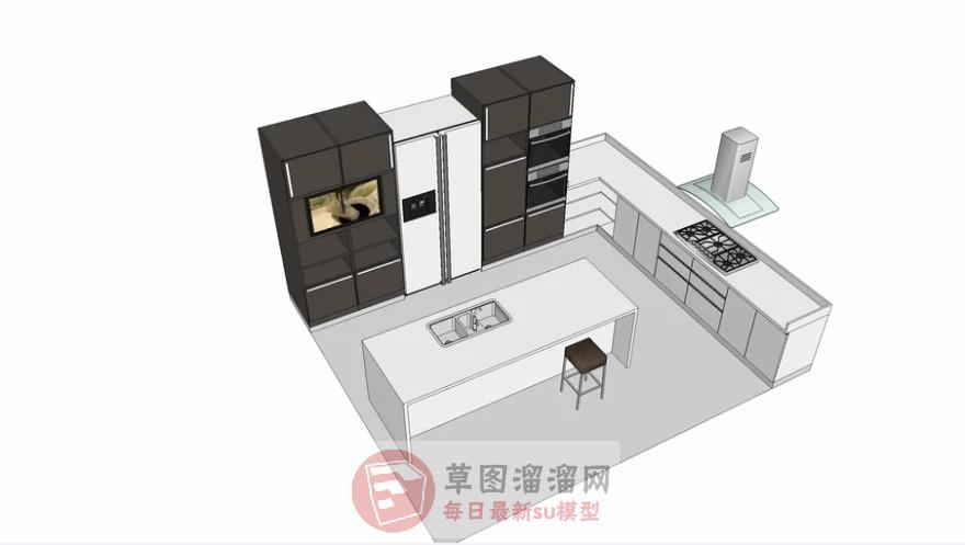 厨房橱柜吧台SU模型