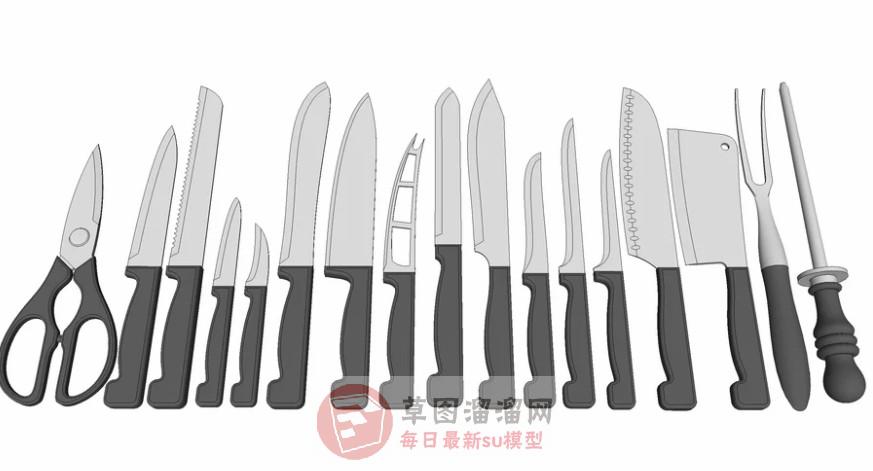 菜刀剪刀小刀SU模型