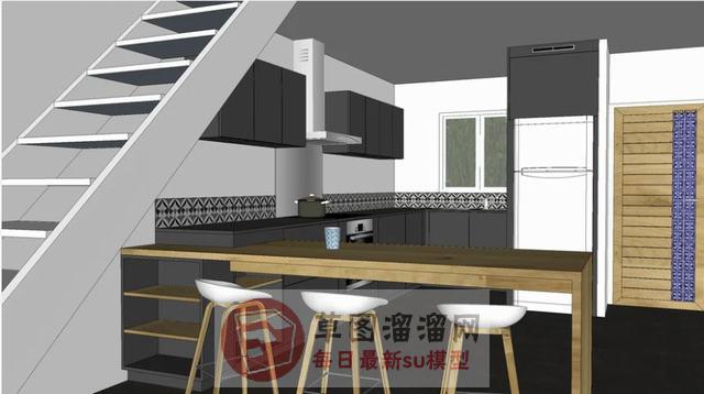 厨房橱柜吧台SU模型
