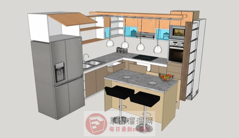 厨房橱柜吧台SU模型