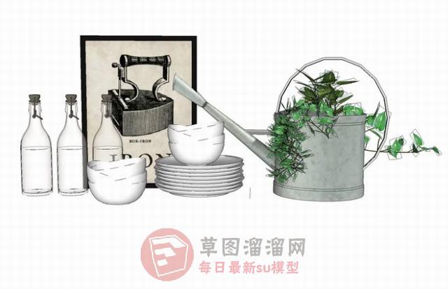 厨房装饰品浇水壶SU模型