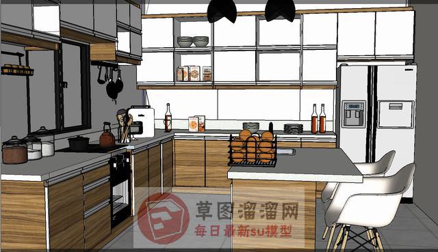 厨房吧台SU模型