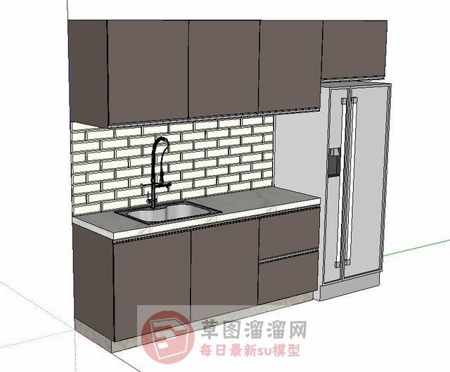 厨房橱柜冰箱SU模型