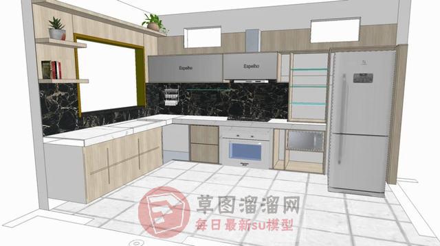 L型厨房橱柜SU模型
