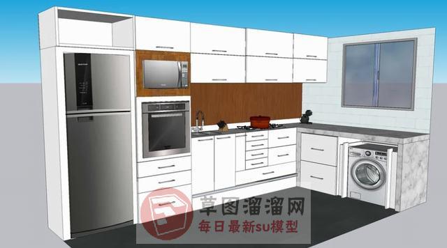 L形厨房橱柜SU模型