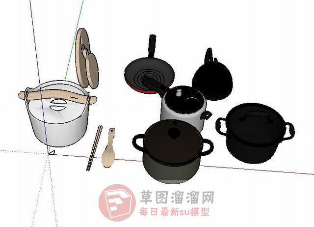 锅头炒菜锅厨具SU模型