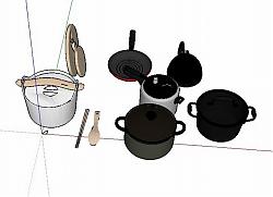 锅头炒菜锅厨具SU模型