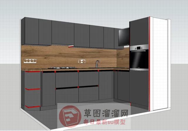厨房橱柜吊柜SU模型
