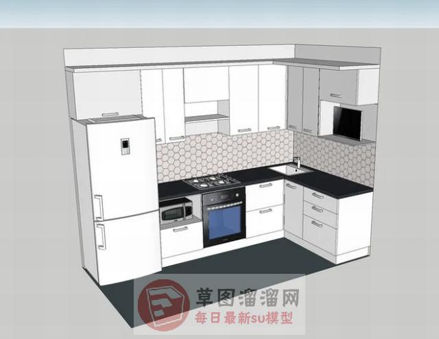 L型厨房橱柜SU模型