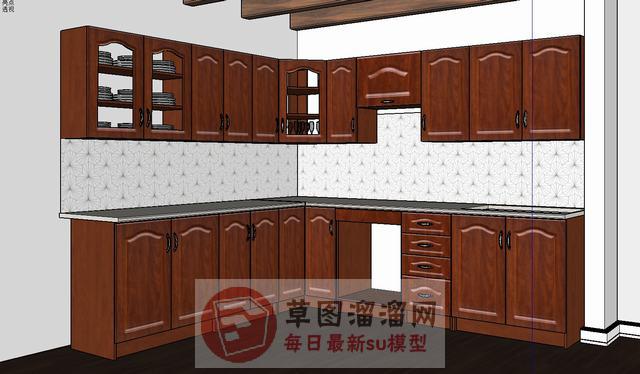 欧式复古厨房SU模型