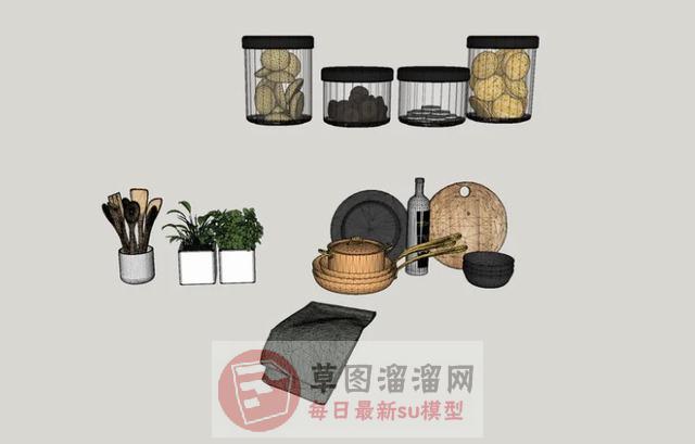 厨房橱柜厨具SU模型
