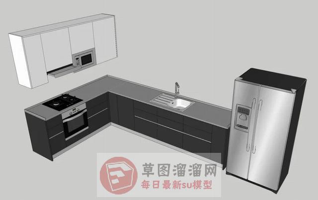 厨房橱柜冰箱SU模型