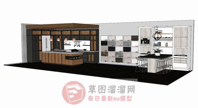 厨房橱柜餐桌椅SU模型