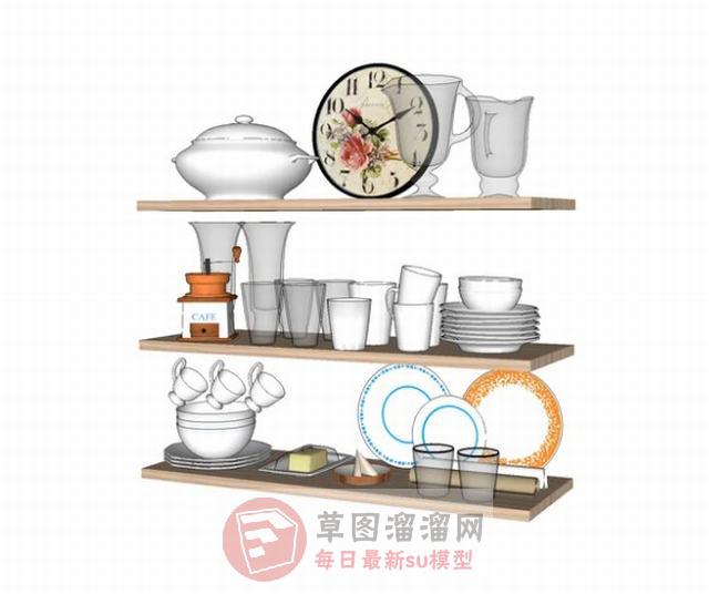 厨房碗杯子SU模型