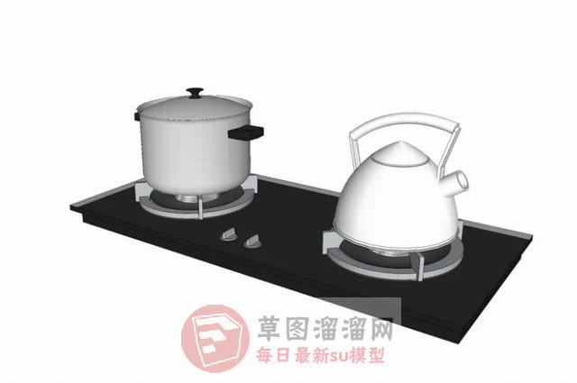 煤气灶燃气灶厨房道具SU模型