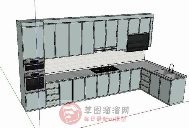 北欧厨房橱柜SU模型