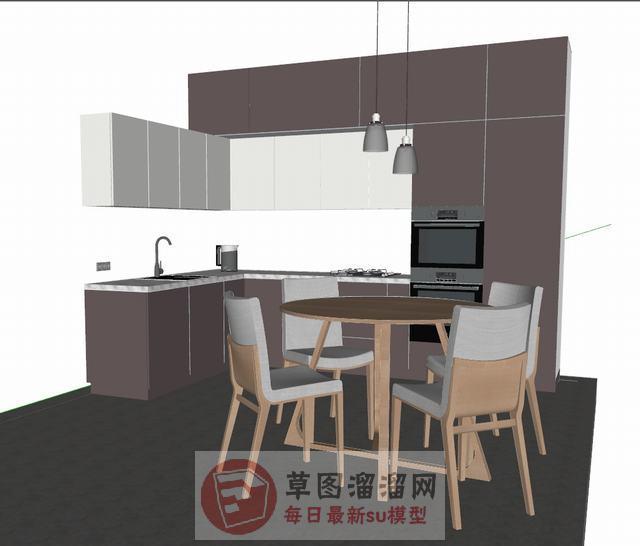 L型厨房橱柜SU模型